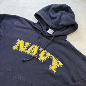 US Navy Hoodie Sweatshirt Eagle Crest Navy Blue Pullover‎ Men's Medium